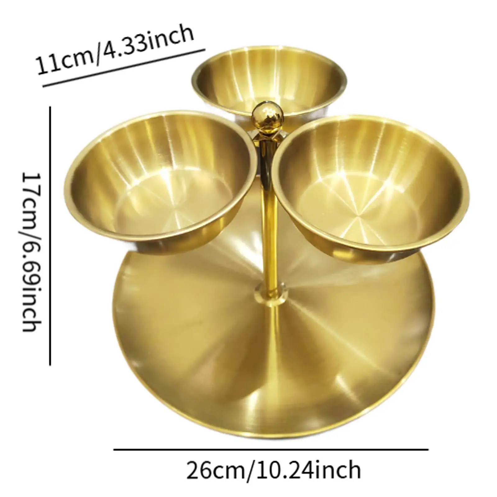 Stainless Steel Fruit Storage Plate Luxury Divided Snack Serving Tray Decorative Table Center Dish for Home Decor
