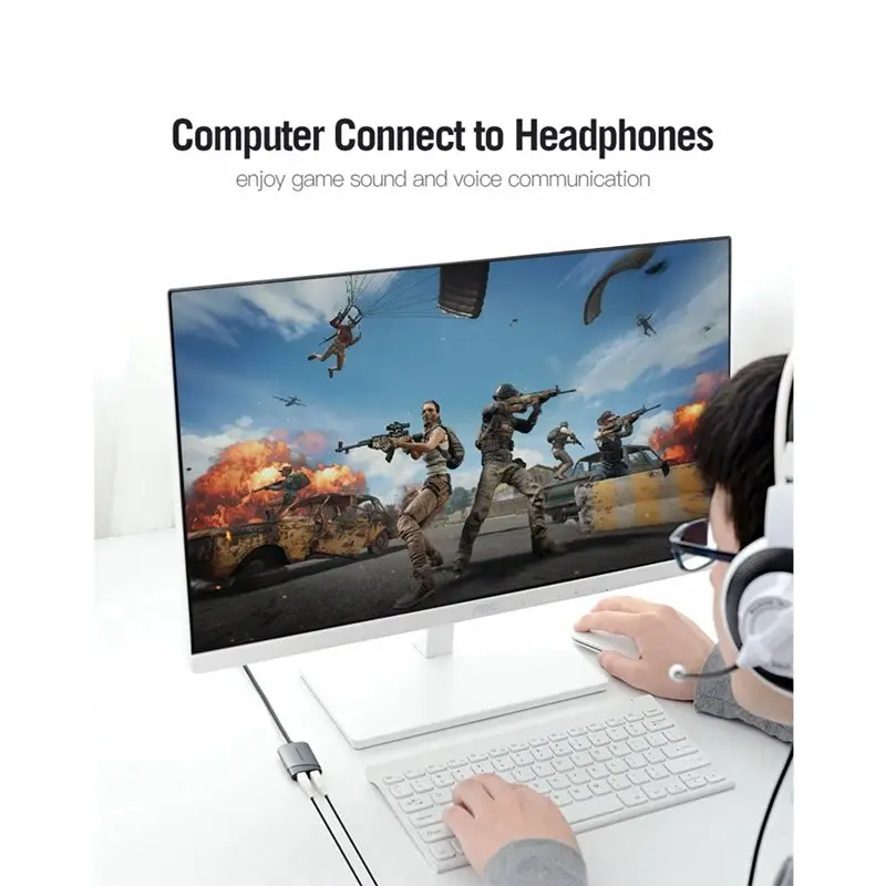 Dual Female Port Mini USB External Sound Card 3.5Mm Audio Adapter With Mic Headset For Laptop For Speaker
