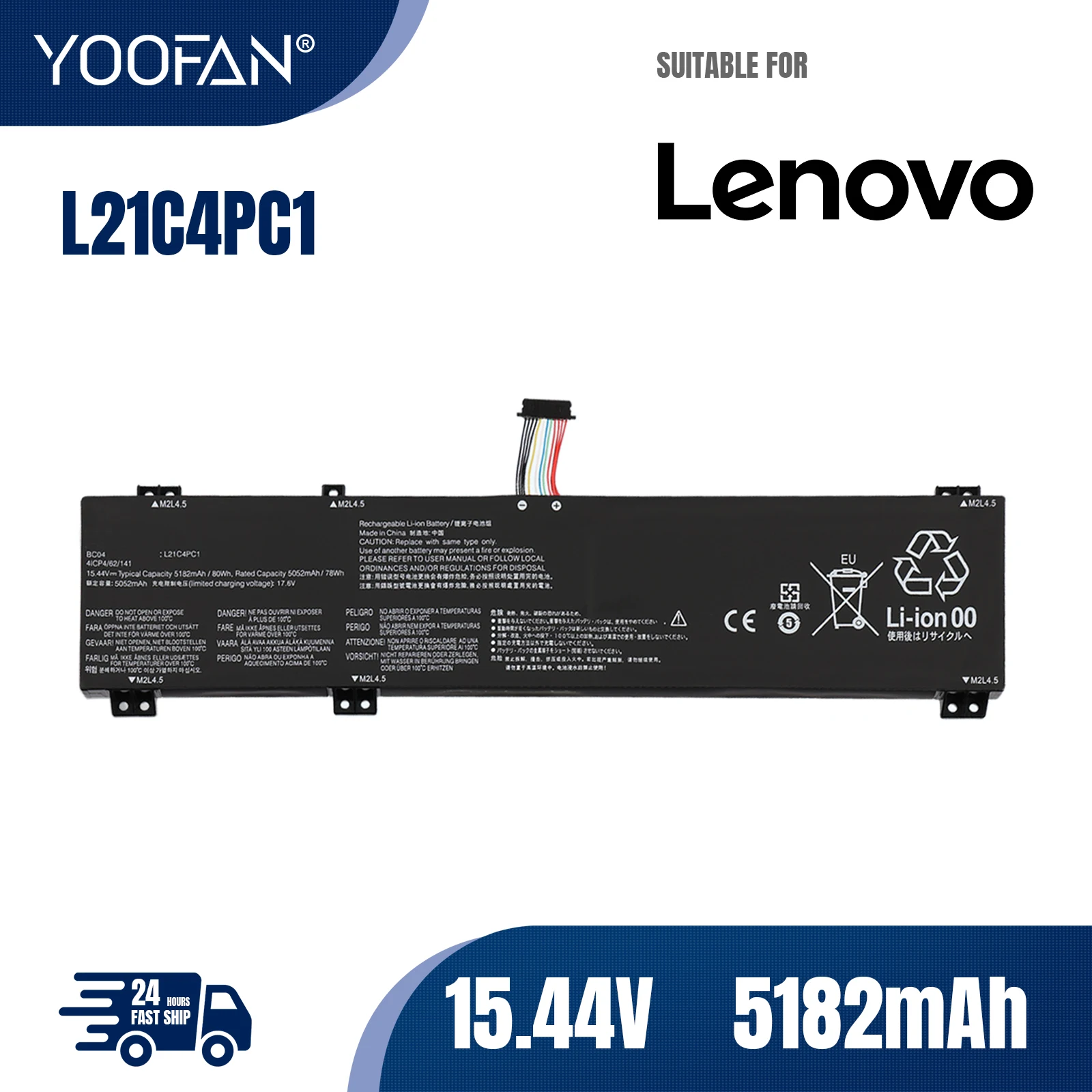 YOOFAN batería del ordenador portátil para Lenovo IdeaPad Gaming 3 15ARH7 serie Legion Y7000P Y9000P L21C4PC1 L21M4PC0 L21D4PC0