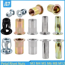 Petal Shape Metal Rivet Nut Flat Head Molly Jack Nut Metric Thread Insert Nuts Panel Clamp Rivets Lock Fix Expansion Rivnut Kit