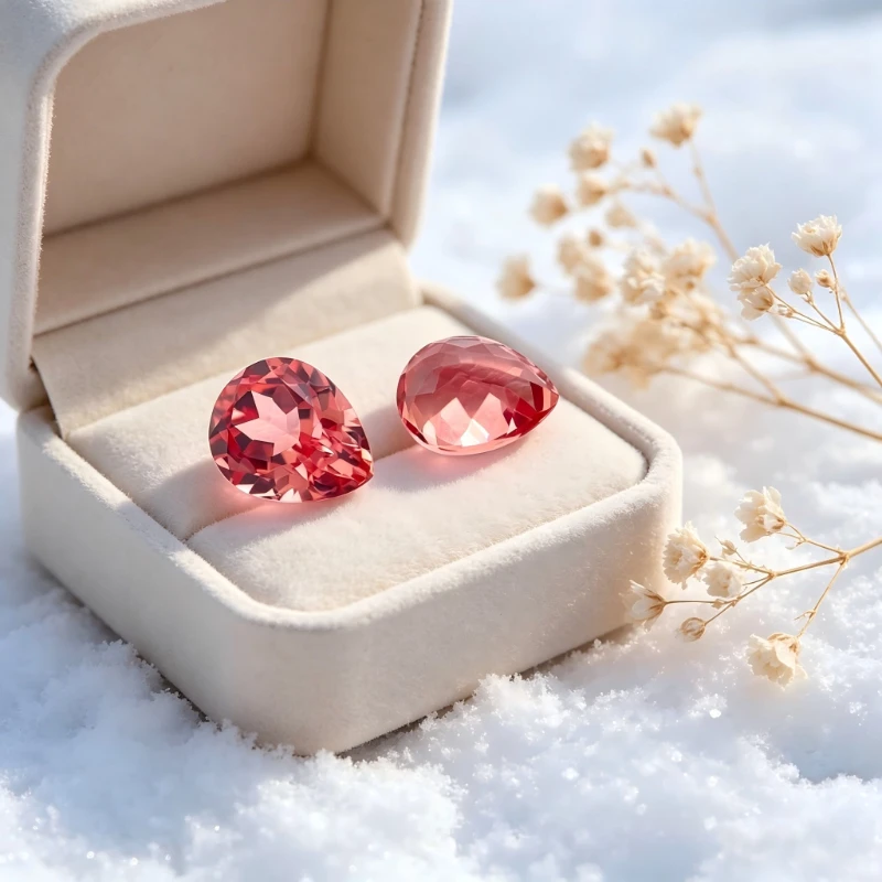 Künstlicher Edelstein Padparadscha Rot Lotusfarbe Birnenform Handgeschliffen Zertifizierbar – Detail 3