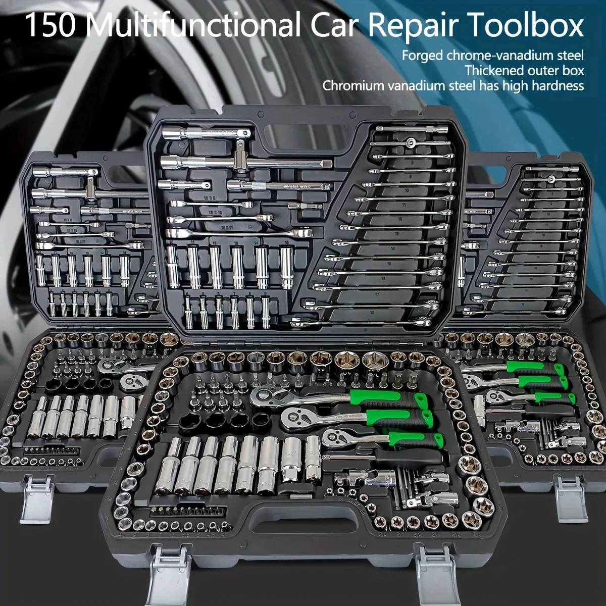 Motorcycle Toolbox Set Fast Ratchet Wrench 46pcs Socket Group Bit Industrial-grade Toolbox Auto Repair Tools Car Maintenance