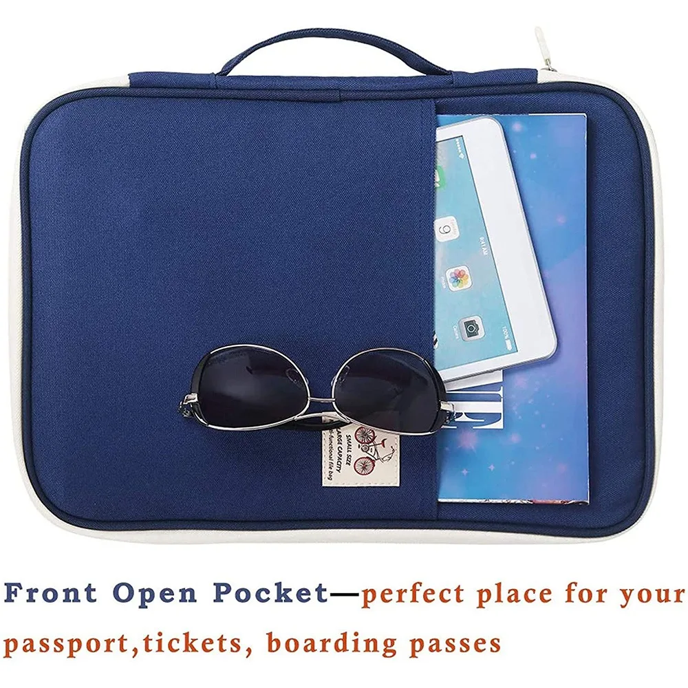 

Multi-Functional Portfolio Travel File Organizer Waterproof A4 Document Bag Zippered Case Pouch For Ipad,Journals-POS