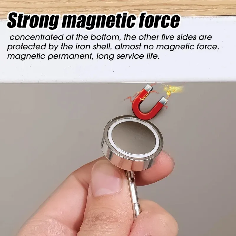 Ganchos magnéticos de neodimio para el hogar, mosquetón giratorio de 360 °, anillo magnético, gancho para llavero, perchas colgantes para cocina y