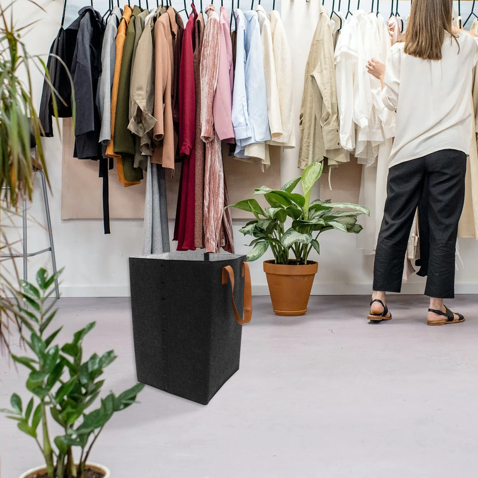 

Large Capacity Felt Laundry Basket Collapsible Storage Container for Clothes Socks Household Storage Hamper Laundry Basket