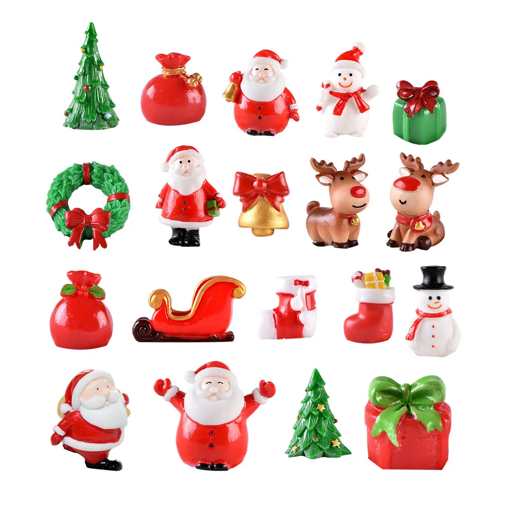 20 Pcs Snowman Sleigh Mini Landscape Decor Fine Resin Craft Christmas nament Festive Home Office Adornment Xmas Gifts