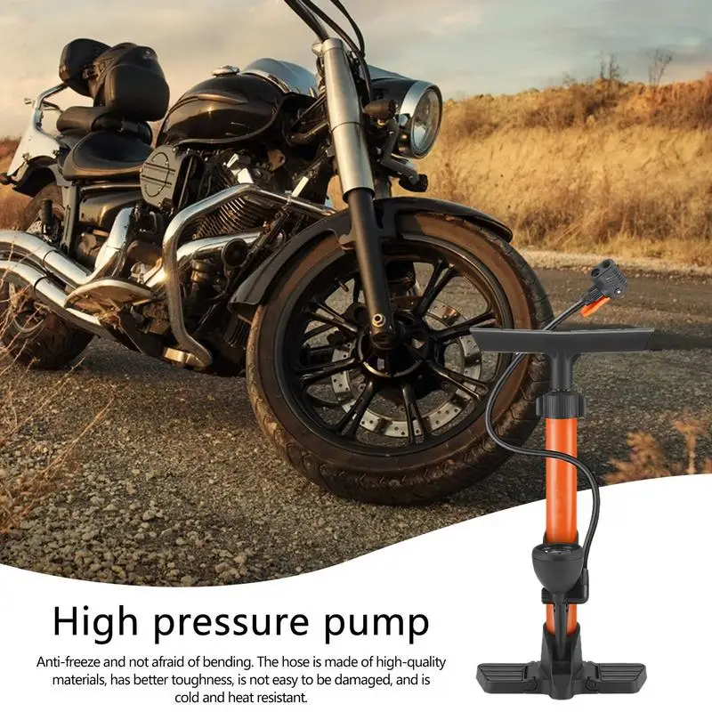 High-Pressure Bike Floor Pumps Portable Bike Floor Pump with Air Pressure Gauge Floor Bicycle Air Pump Bicycle Foot Pump