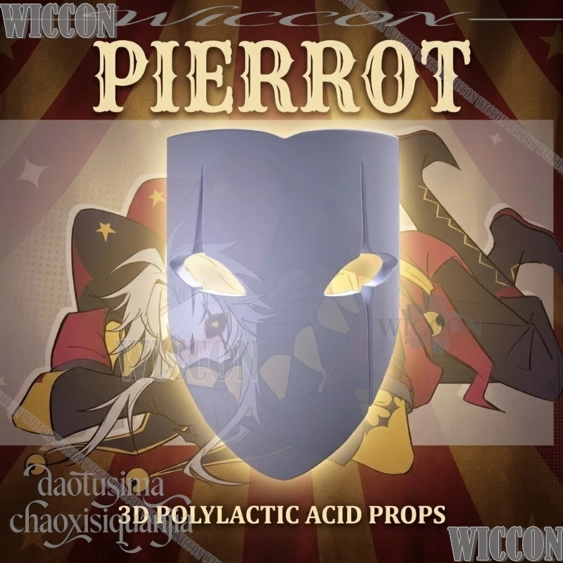 Pierrotot Skull Horror Clown 3D Polylactic Acid Mask Props Accessories 코스프레 Halloween Party Roleplay Anime Horror Game Cosplay