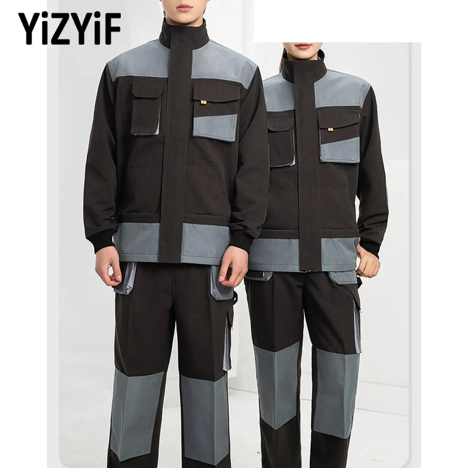 

Sports Cargo Pants for Mens Elastic Waist Durable Work Trousers Outdoor Camping Hiking Construction Factory Machine Shop Costume