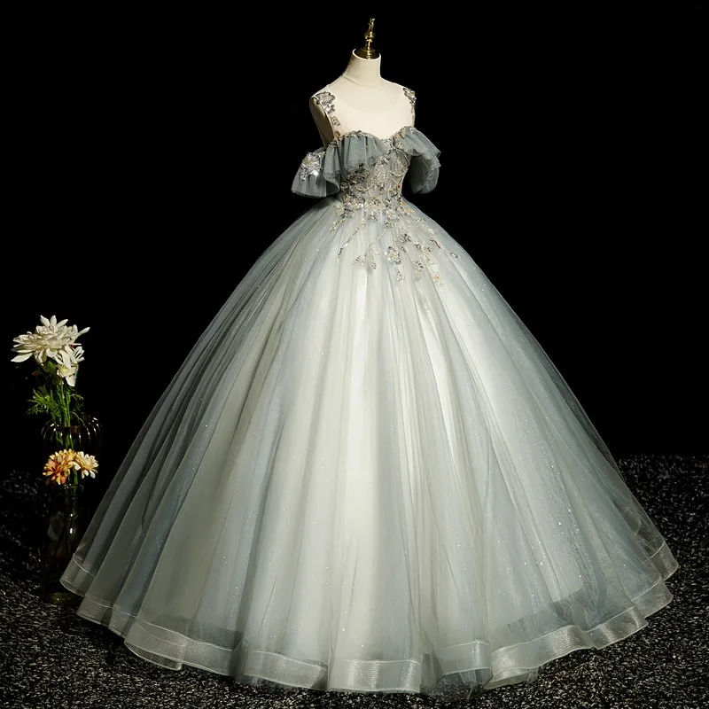 럭셔리 Vestidos Quinceanera 드레스, 클래식 파티 드레스, 우아한 오프 숄더 볼 가운, 우아한 무도회 드레스