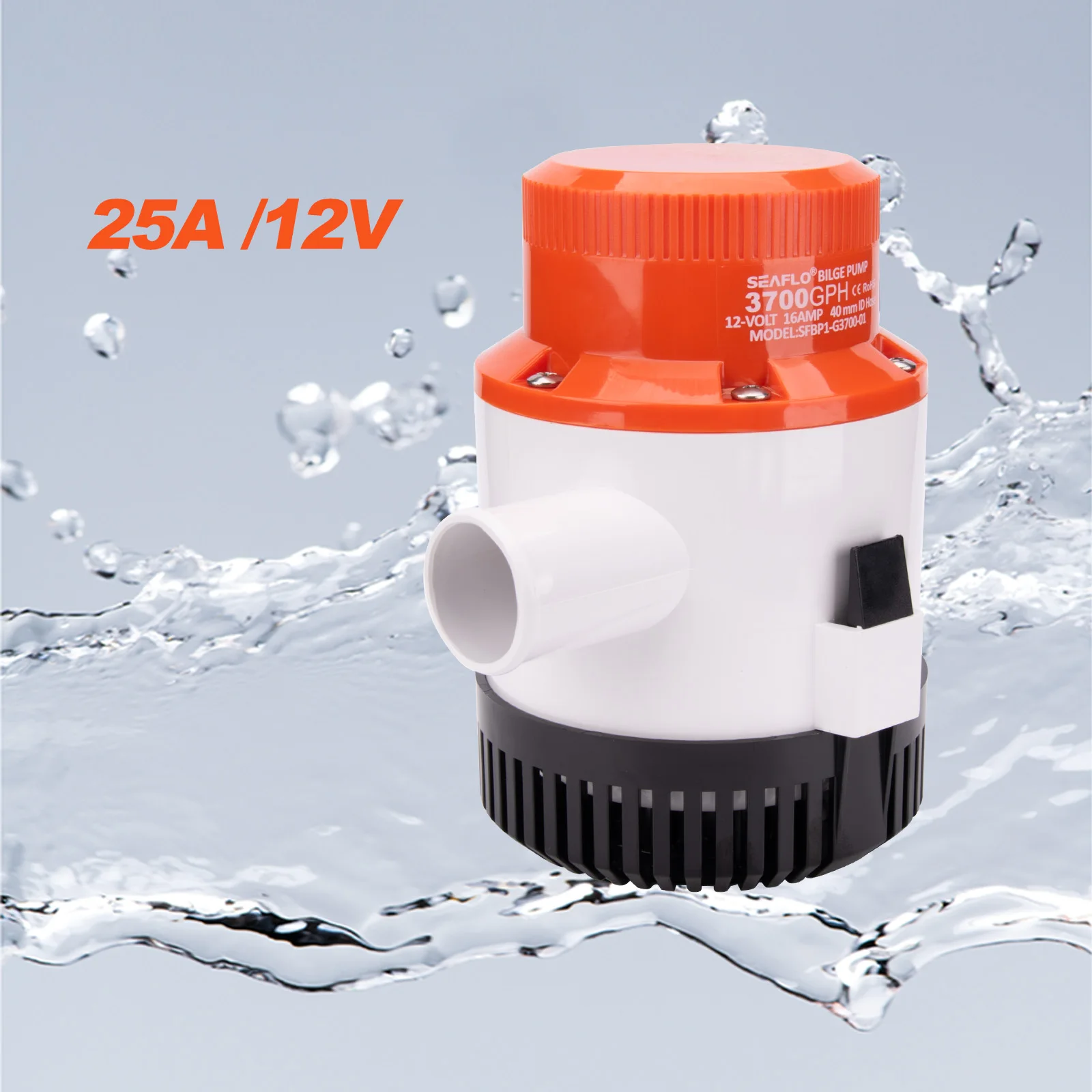 

12V 3700GPH High-Flow Marine Bilge Pump Heavy Duty Electric Boat Water Pump for Flooding & Bilge Drainage