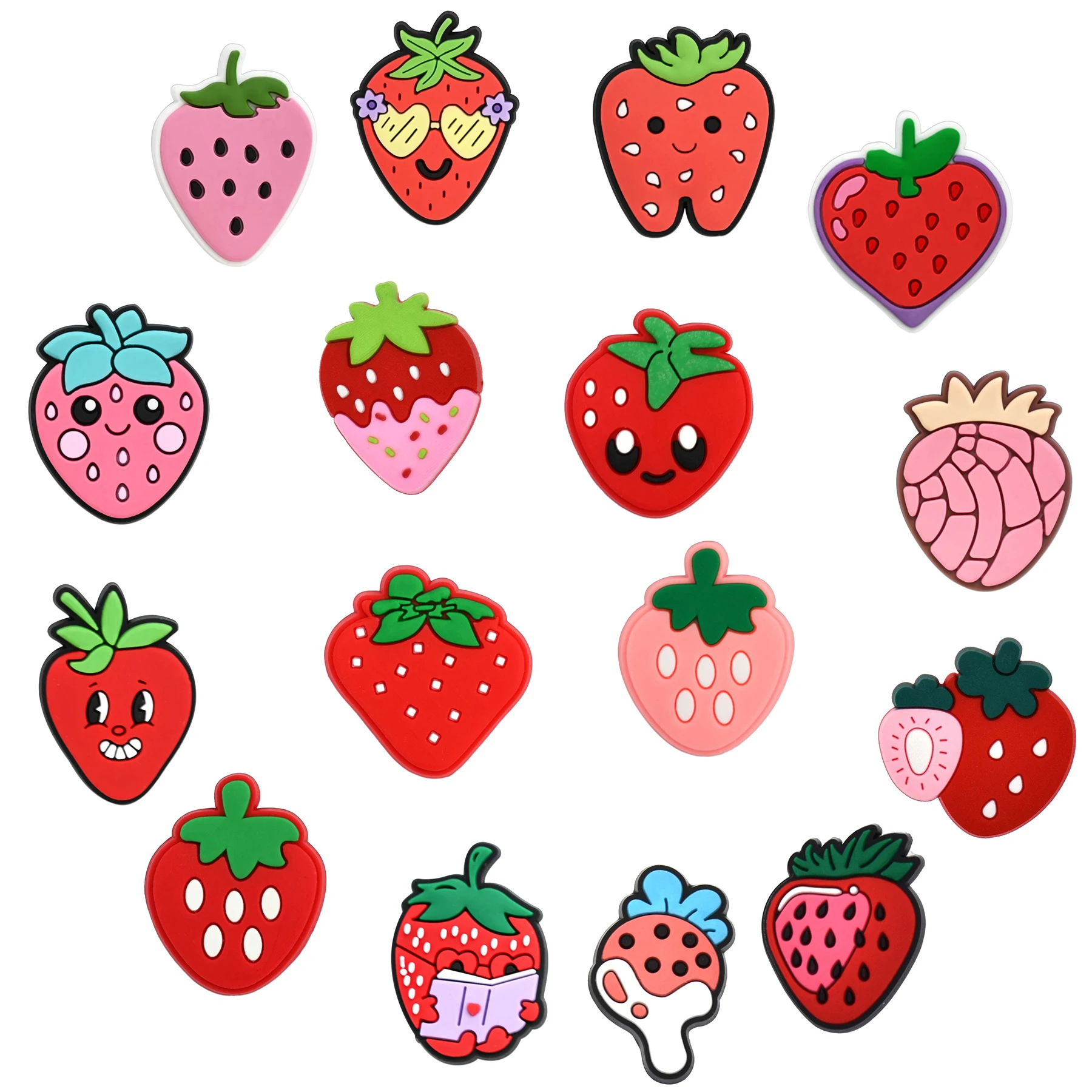 16pcs Strawberry Classic Series Shoe Charms Designer for Shoe Decoration Accessories for Classic Clog Kids Gift Hot Sale