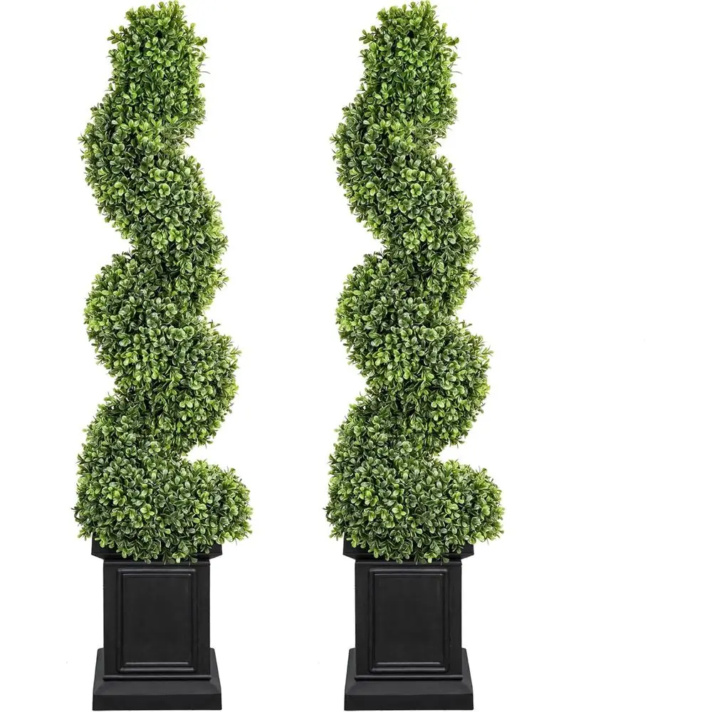 

Outdoor Topiary Set of 2, 3.5ft Tall Porch Trees, All-Year Green Fake Plant Topiary Trees Artificial Outdoor with Sturdy Pot for