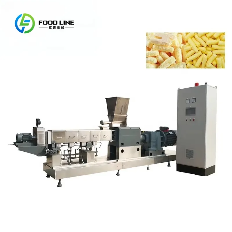 Twin Screw Corn Crispy Food Puffed Snacks Extruder Machine Industrial Inflating Rice Puffing Ball Production Equipment