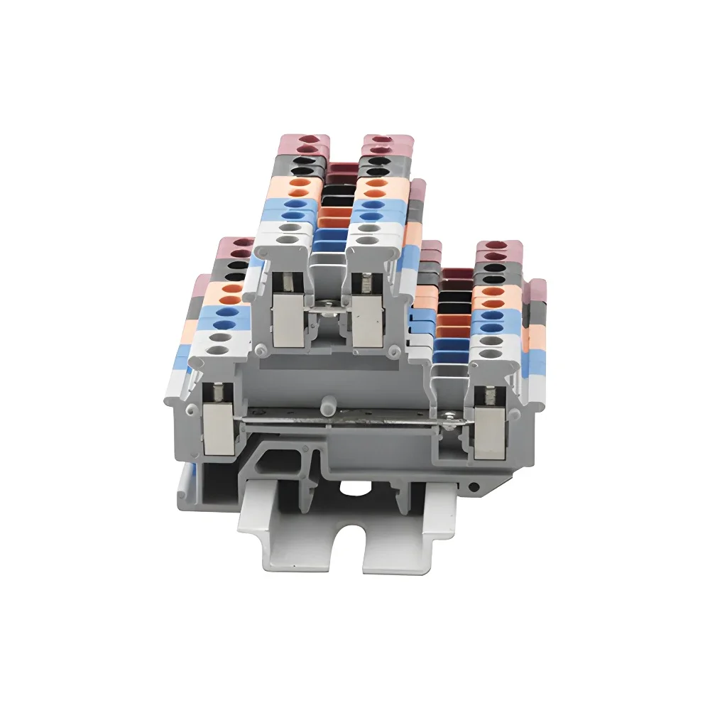 50Pcs MBKKB-2.5 Din Rail Terminal Block Double Layer 24-12AWG 2.5mm Screw Connection Electrical Wire Conductors MBKKB2.5