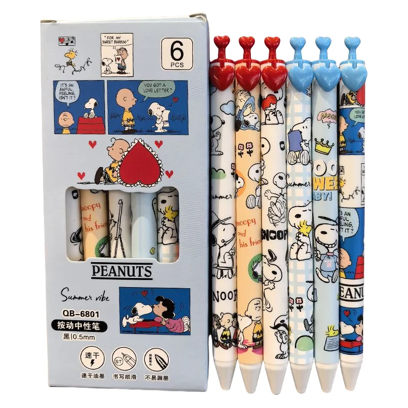 New Snoopy animation peripheral press pen ins cute student love black gel pen quick-drying signature pen stationery wholesale