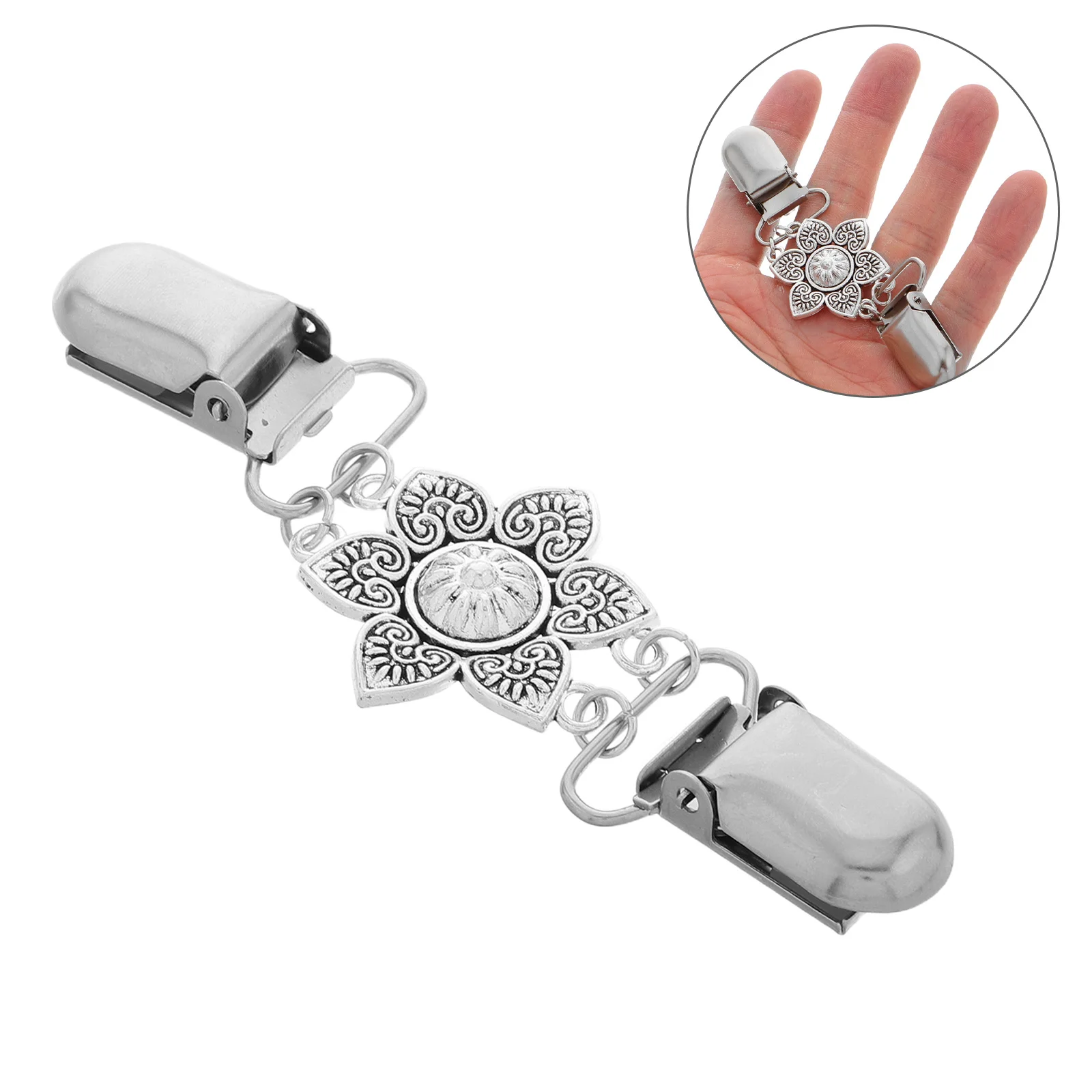 

2Pcs Vintage Floral Sweater Clips Women's Shawl Buckle Secure Collar Fixation Stylish Clothing Accessory for Cardigans