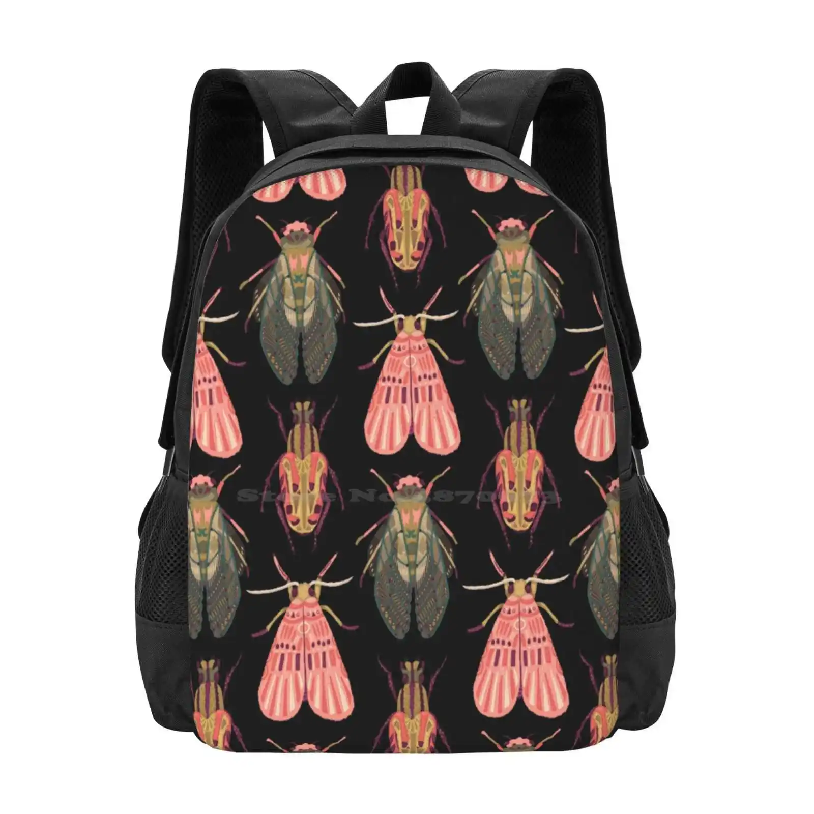 Beautiful Bugs Hot Sale Schoolbag Backpack Fashion Bags Moths Beetles Bugs Kate Merritt Nature Patterns Floral Flowers Boho