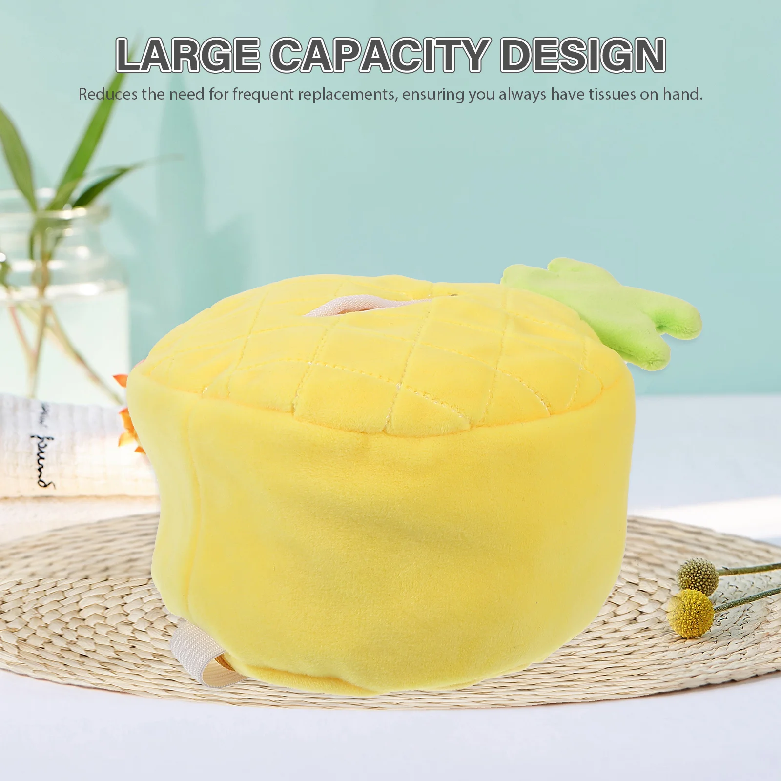 

Car Tissue Box Pineapple Fruit Shape Portable Large Capacity Napkin Dispenser Holder Paper Towel Storage Box for Armrest Vehicle