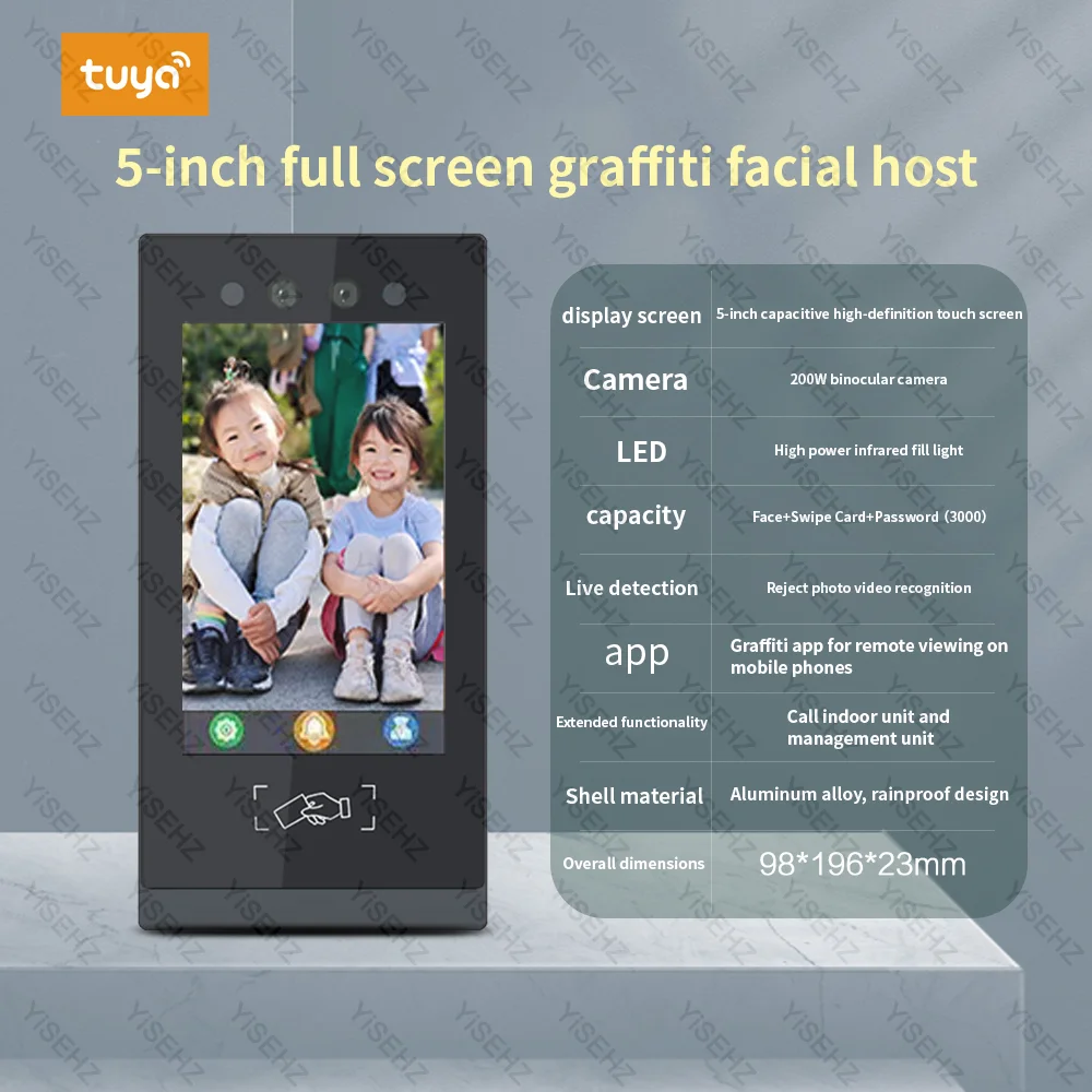 Tuya APP Wifi, sistem kontrol akses elektronik bangunan vila jarak jauh pemantauan bel pintu interkom Visual pengenalan wajah