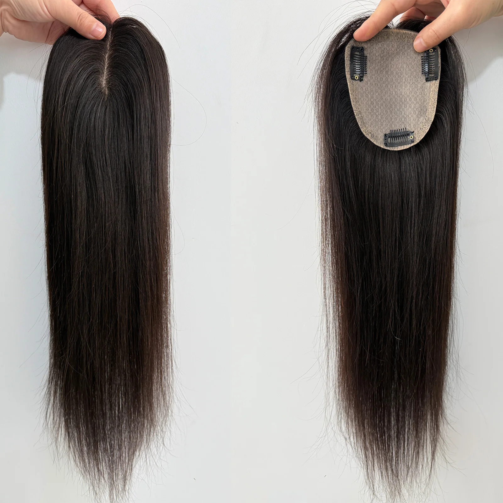 # 1b قاعدة الحرير مستقيم شعر بشري حقيقي توبر الأوروبي عذراء الشعر لينة هيربيسي فروة الرأس الطبيعية نظرة الشعر مع Cilp للنساء