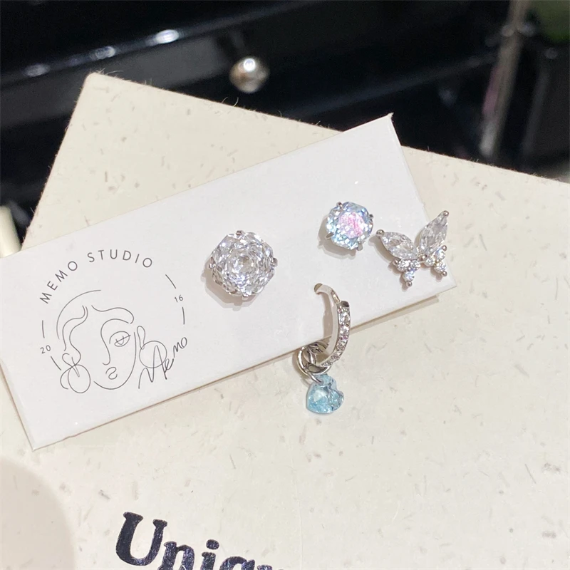 1pc Blue Rose Flower Butterfly CZ Stones Stainless Steel Helix Daith Piercing Earrings for Girls Cartilage Accessories Jewelry
