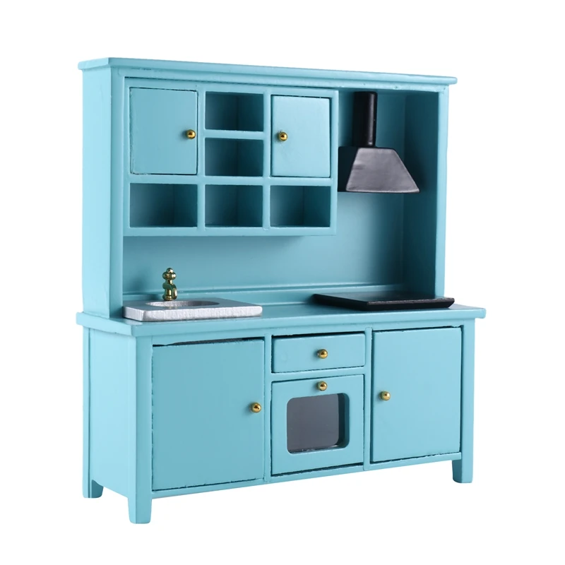 Armoire de cuisine moderne avec évier, four, hotte de gamme, cuisinière à induction, maison de courses, meubles, échelle 1/12