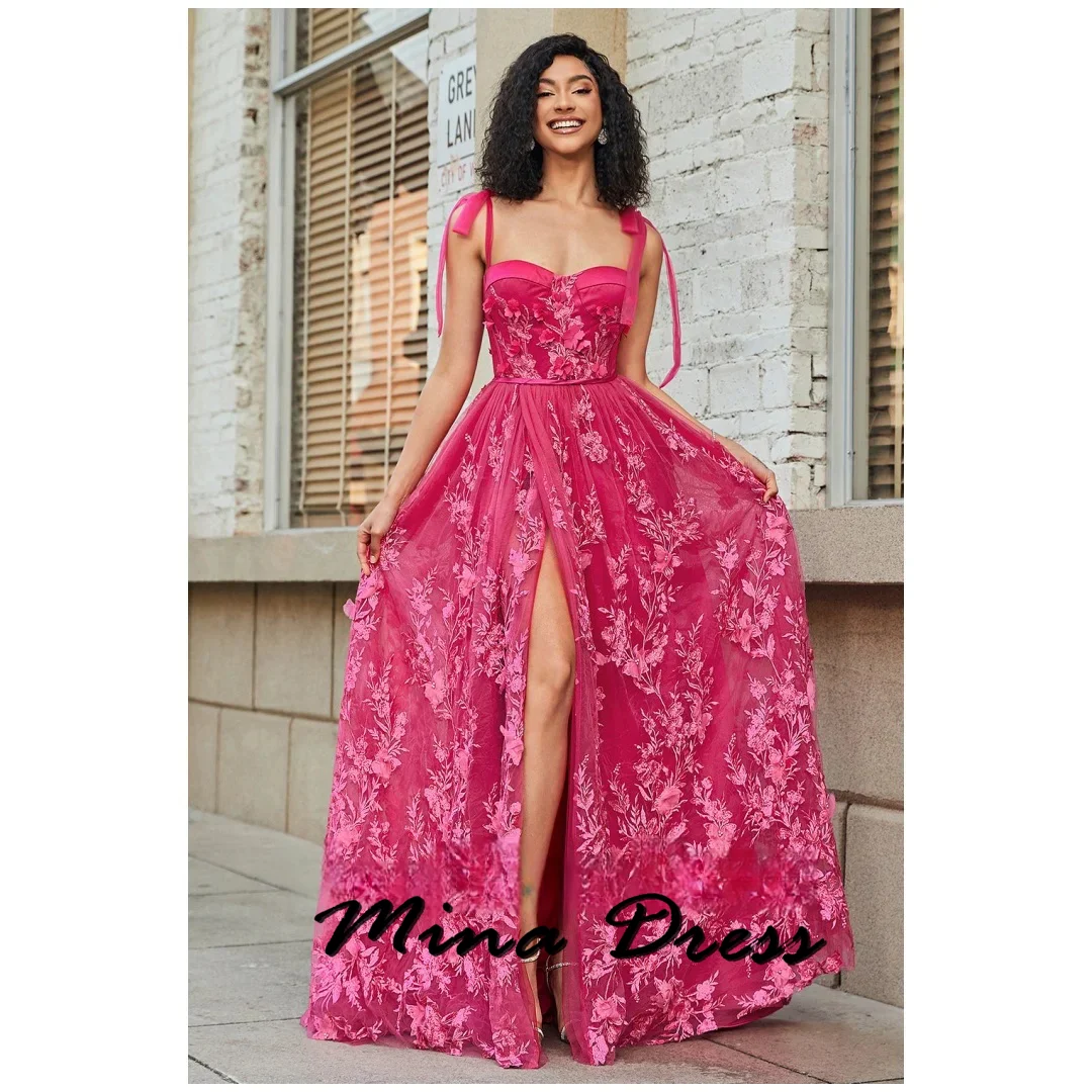 

Mina Customized Backless Elegant Party Dresses 2024 for Wedding Dress Es Sleeveless Flowers Shoulder Strap Women Evening Dress