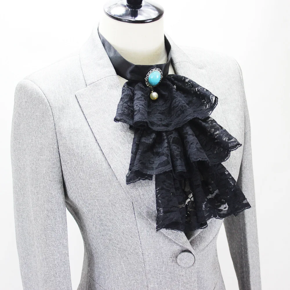 

Women Diamonds Black Lace Fake Collar For Performace Photograph Girls Vintage Performance Detachable Collar TB170