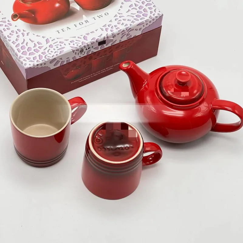 Tea Pot Mug Set with Large Capacity, Stoneware Porcelain Underglaze Color, Simple Household Ceramic Tea Set, Gift Box Set