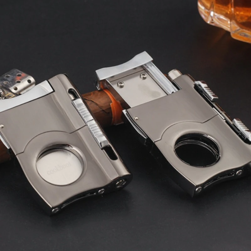 

Stainless Steel Cutter with Locked Blades Guillotine Cigar Scissors Knife Built-in Cigar Puncher for Cigar Smoking