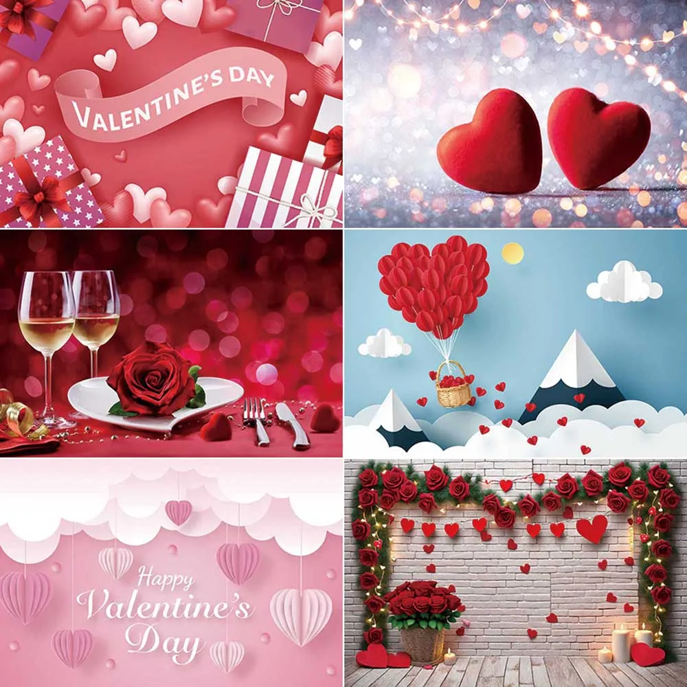 

MOON.QG February 14 Photography Background Valentines Decorations Photocall Backdrop Women's Birthday Photo Studio Accessories