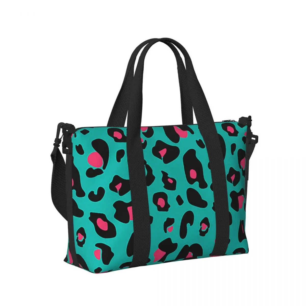 

Leopard Print Beach Travel Bag Large Capacity Tote Bags for Gym Yoga Women Shopping Duffle Shoulder Bag