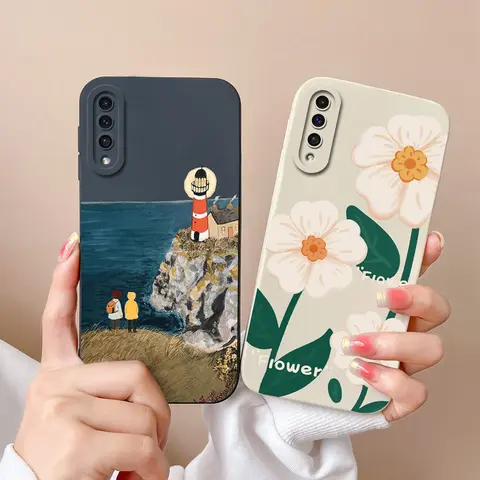 For Samsung Galaxy A50 A30s Case Cute Cartoon Style Liquid Silicone Shell For SamsungA50 A30S A50S Shockproof Ultrathin Funda