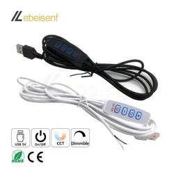 USB LED Dimmer 5V LED External Switch Control Cable 2m for Dual Color LED Strip Light Brightness & Color Temperature Adjustment