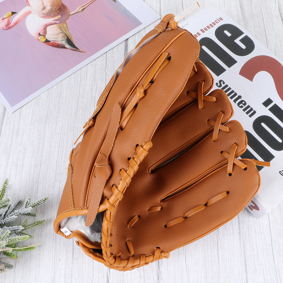 

Yellow 11.5 Softball Baseball Left Hand Glove Basket Weave Webbing Cushioned Palm Pad Adjustable -Action Heel for Team