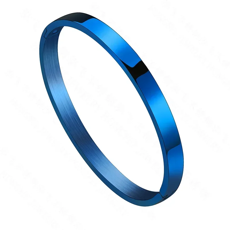 6MM Simple Woman\'s Bangles Cuff Stainless Steel Gold Rose  Black Blue Silver Color Bracelet Wristband Charm Jewelry