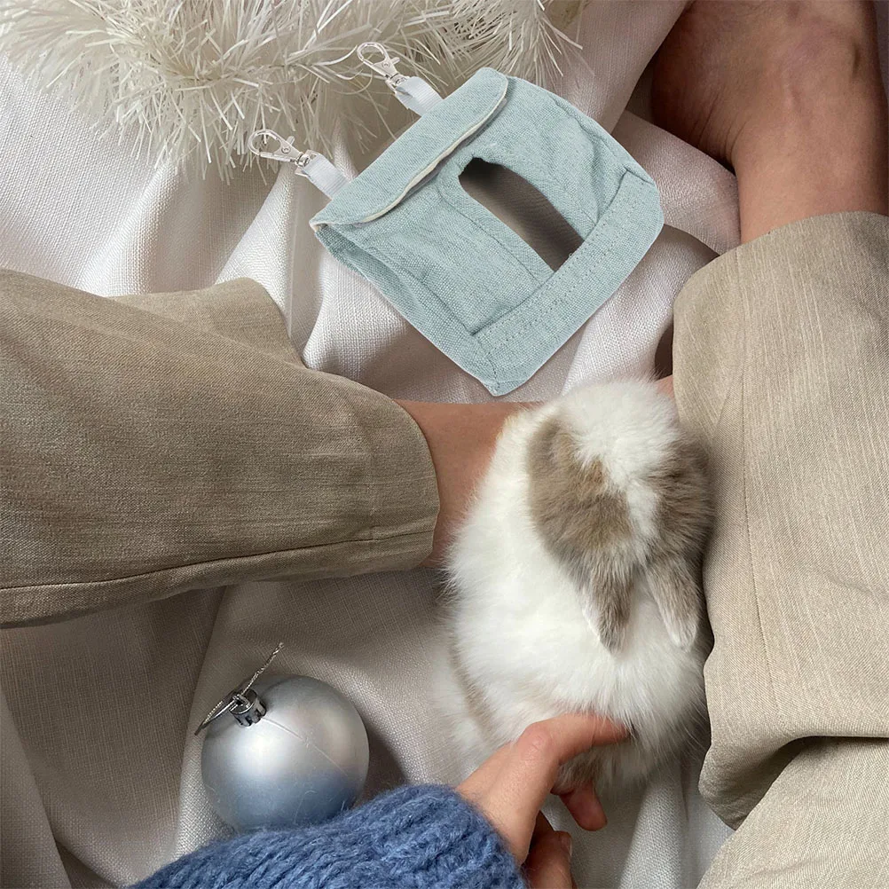 

2PCS Guinea Pig Food Bag Blue Slow Hay Feeder Storage Holder Rabbit Cage Pet Container Reusable Small Animal Feeding Supplies