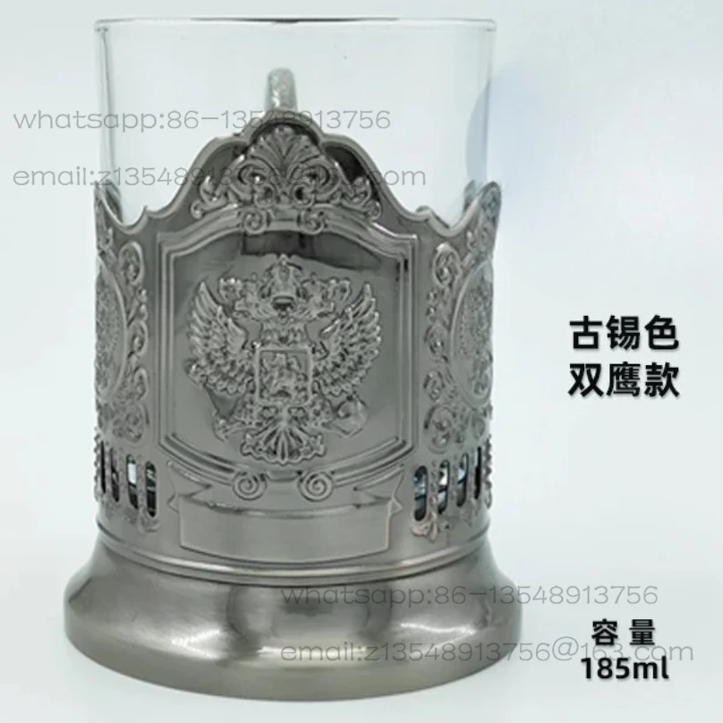 Hollow water cup creative glass tea cup nostalgic insulation metal shell