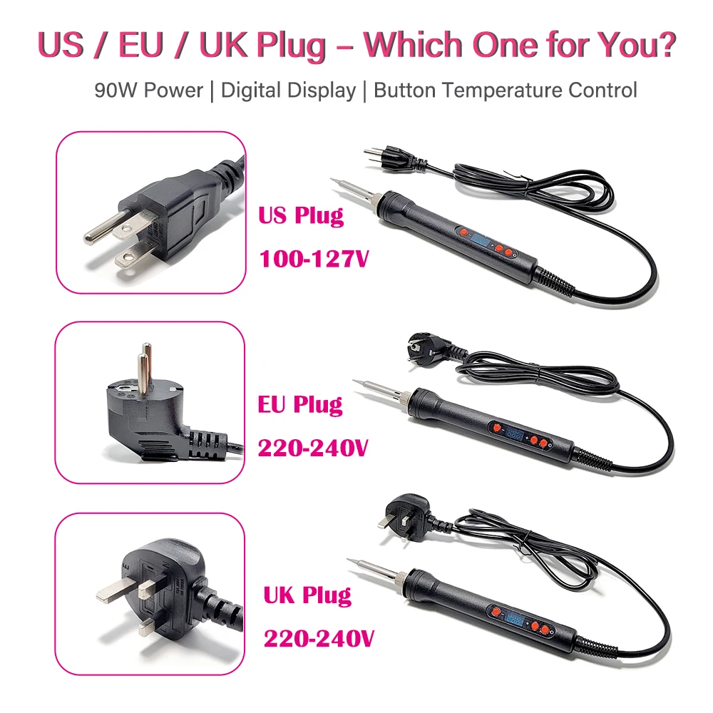 Lutownica 90W 936 z szybkim nagrzewaniem, regulacją temperatury, joystickiem, narzędzie do rozlutowywania dla Xbox, PS4, PS5, Switch, wtyczka US/EU/UK, 110-240V — zdjęcie produktu 5