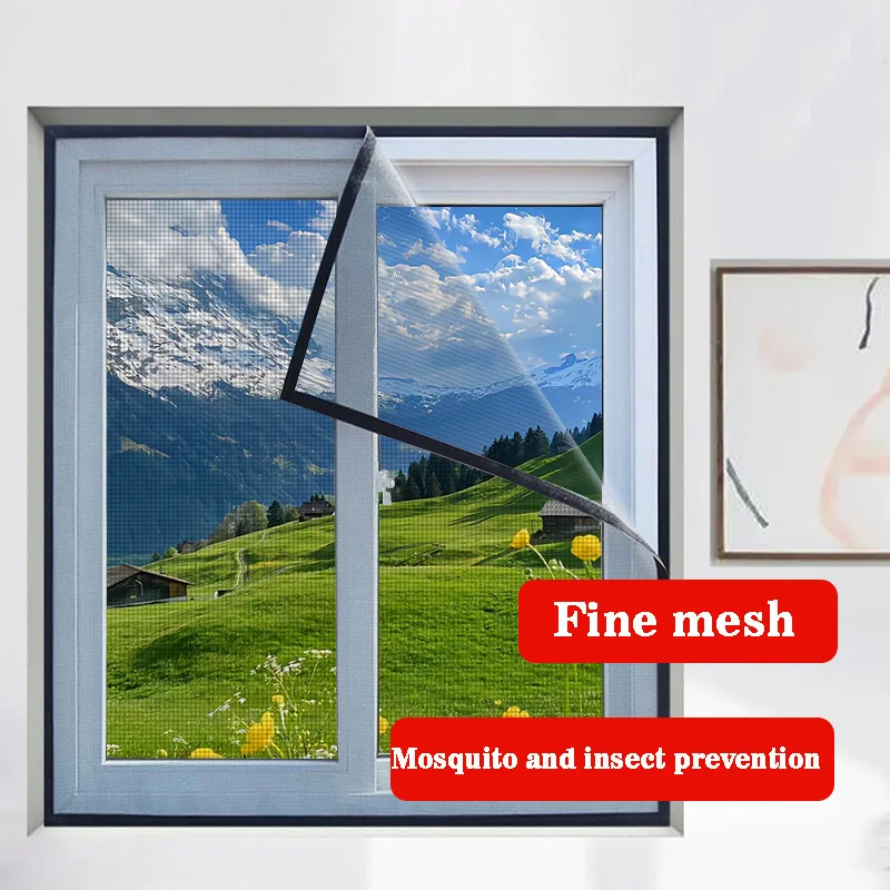 Mosquito screen window net, self installing invisible non perforated window screen, household self-adhesive inner window sand wi