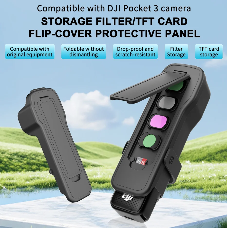 

For DJI Osmo Pocket 3 Protective Case Lens Screen Protector Lens Filters Storage Box Anti-fall Flip Cover Quick Release Case