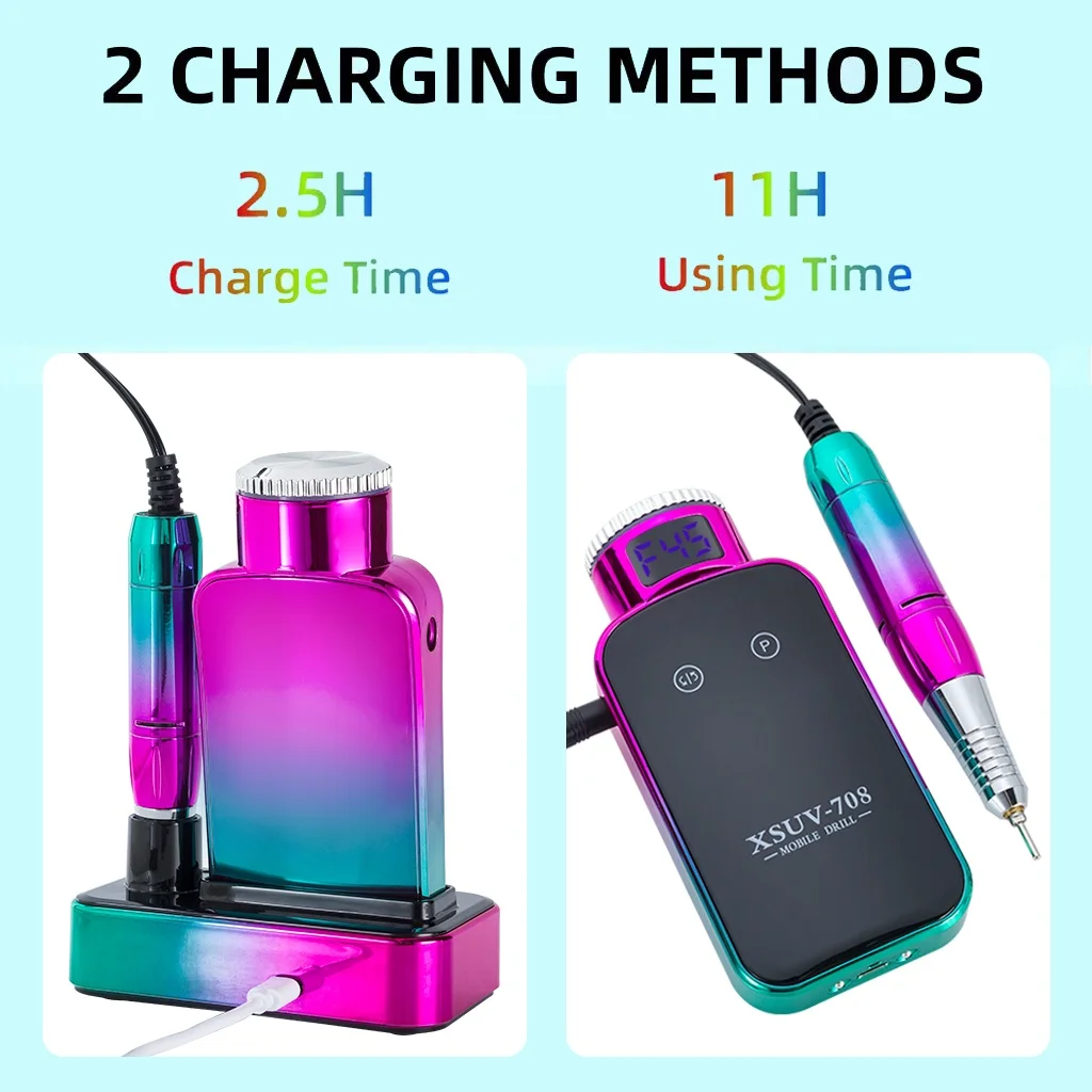 45000 rpm profissional elétrica máquina de broca do prego display hd metal manicure caneta para acrílico manicure prego broca gel arte