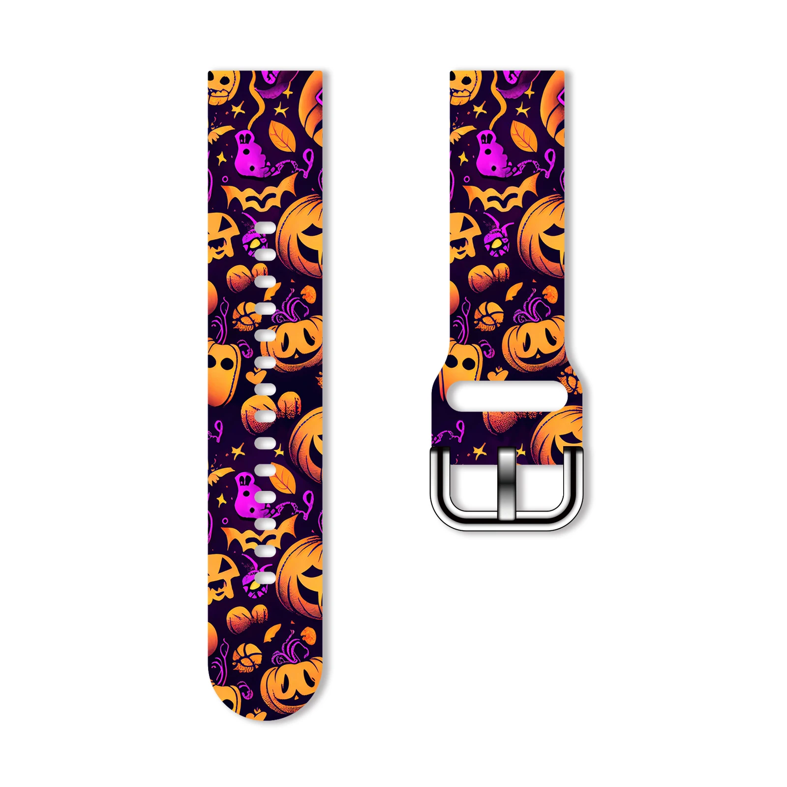 

20mm Pumpkin Ghost Strap for Samsung Galaxy Watch 7/6/5 40mm 44mm Band Replaceable Bracelet for Xiaomi Huawei Amazfit Watch