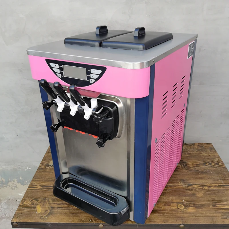 2000W Ice Cream Maker Three Flavors Soft Ice Cream Machine Blue Yellow Pink Stainless Steel Yogurt Ice Cream