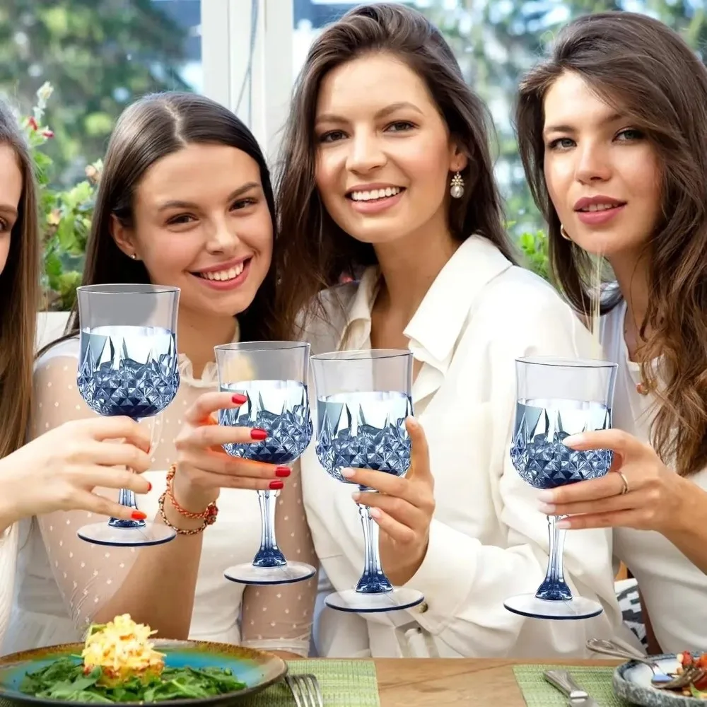 New Plastic Champagne Flutes Shatterproof Reusable Drinkware Outdoor Picnic Tall Wine Glasses for Wedding Party Birthday