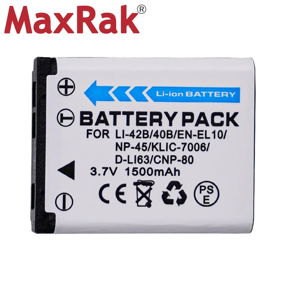 1500mAh Replacement Battery for Fuji NP-45 NP-42 CNP-80 KLIC-7006 D-LI63 EN-EL10 NP-80 LI-42B/40 Camera Batteries