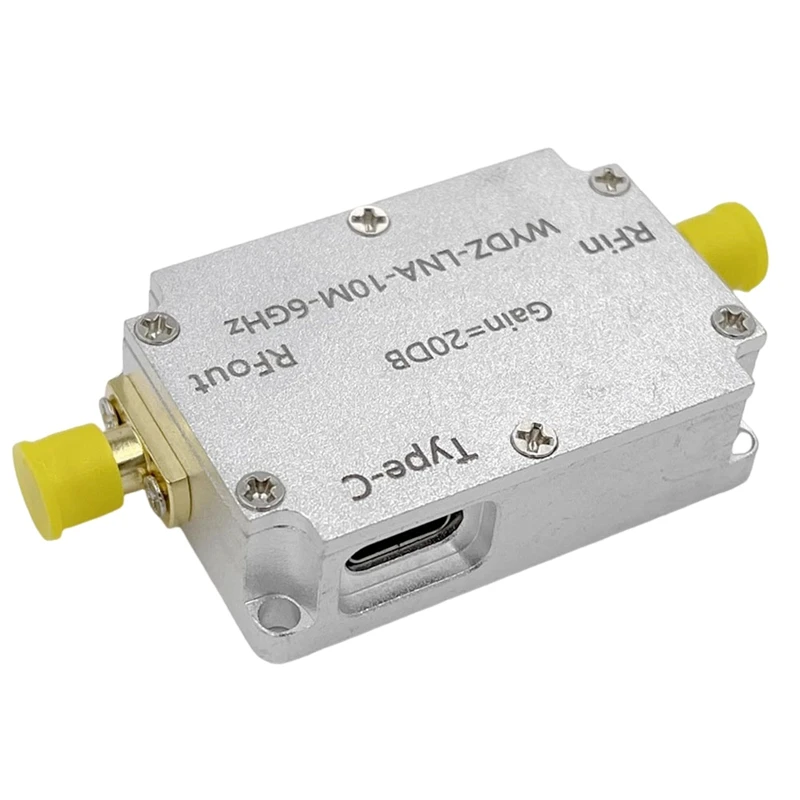 TYPE-C LAN High Flatness Amplifier 10Mhz-6Ghz Gain 20DB RF Signal AMP For HAM SDR Software Radio FM Radio Easy To Use