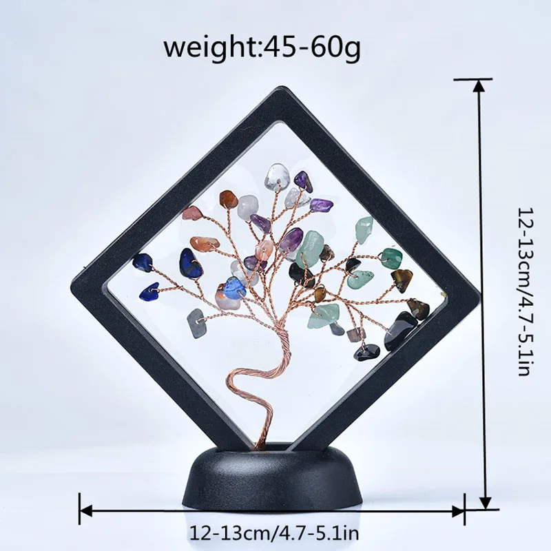 Natural Crystal Tree of Life Handmade Gemstone Money Tree with Copper Wire Healing Crystal Desktop Figurine for Home Office Deco