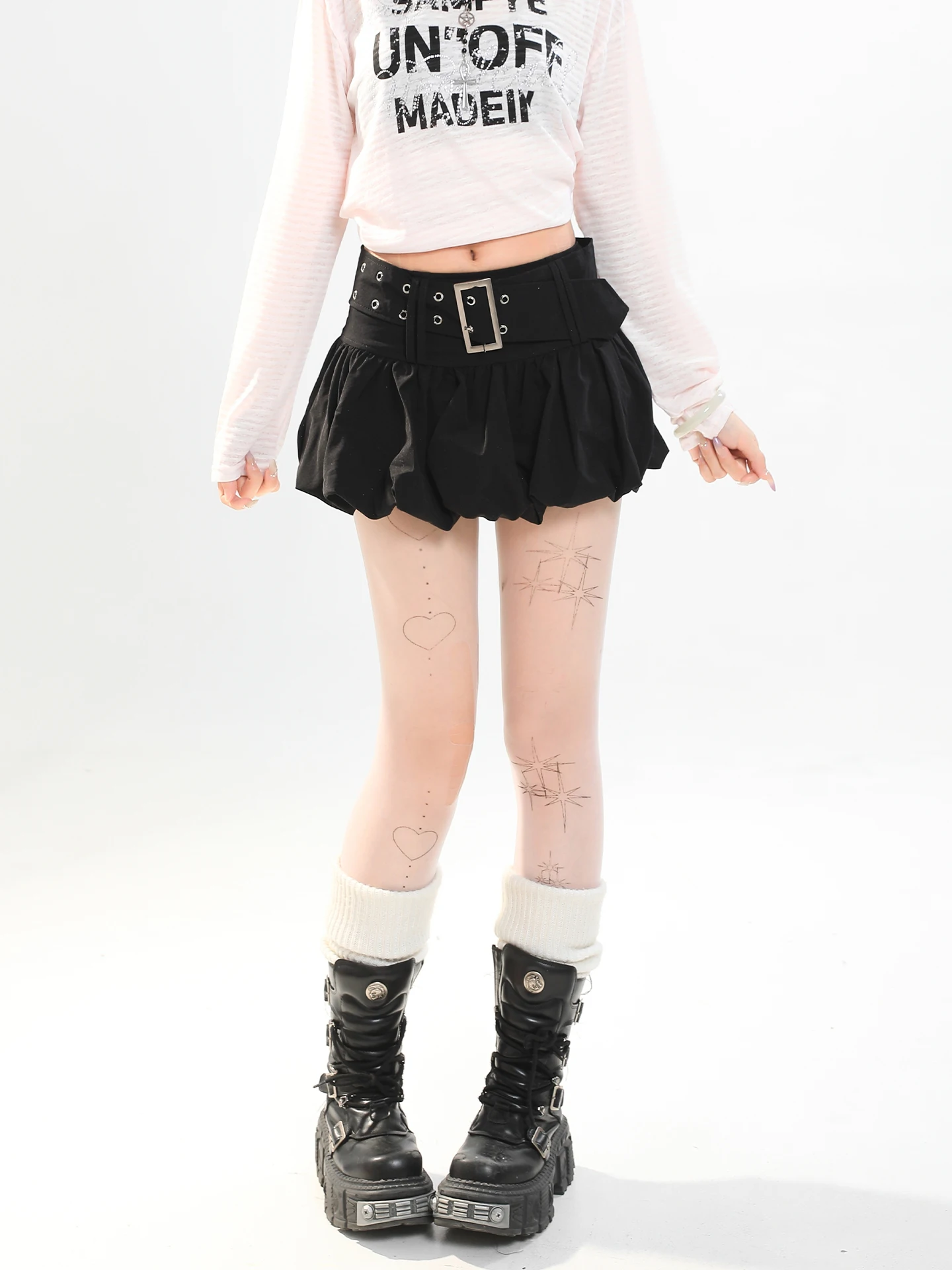 

Повседневная короткая юбка А-силуэта с завышенной талией, поясом и пышными оборками в виде бутона цветка, утягивающая, для женщин, летняя, для отдыха